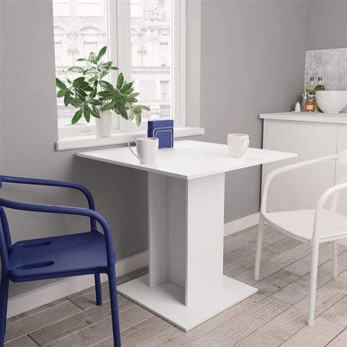 vidaXL Table de salle à manger Blanc 80 x 80 x 75 cm Aggloméré