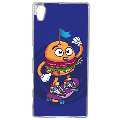 Coque Burger Fond Bleu Electrqiue Compatible Sony Xperia Z5 Transparent