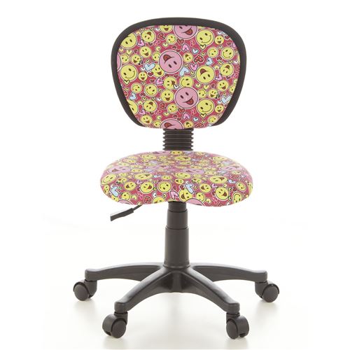 Siège de bureau / Siège pivotant KID BASE, tissu rose/jaune motif smiley hjh OFFICE