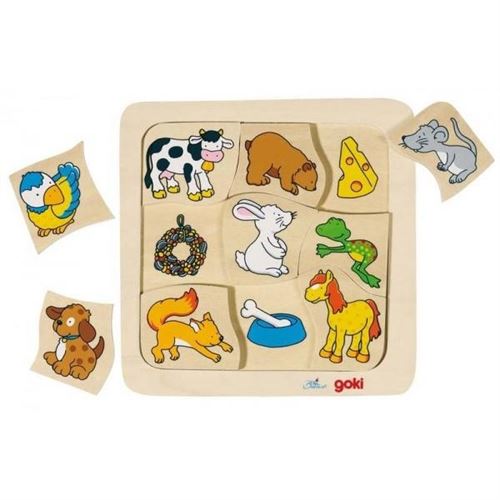 Puzzle En Bois Qui Mange Quoi 9 Pcs Enfant 2 Ans +