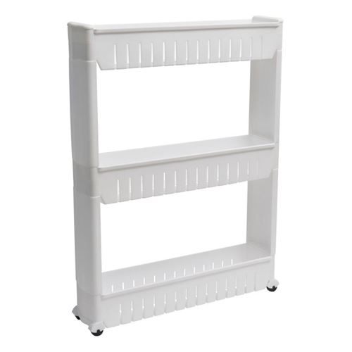 Étagère de rangement passe-partout blanc sur roulettes