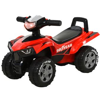 Porteur enfants quad 18-36 mois dim. 60L x 31l x 42H cm effets lumineux et sonore rouge noir - 1