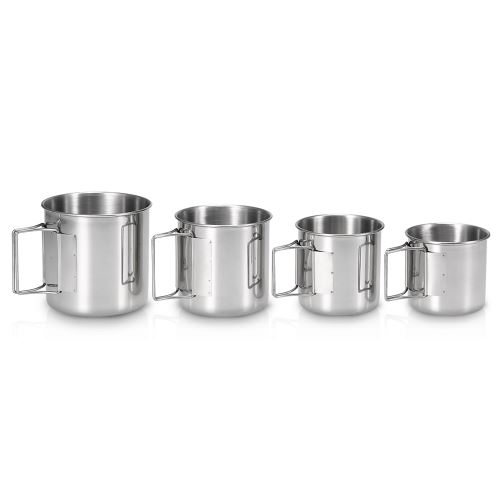 Lot de 4 tasses en acier inoxydable empilables pour tasses d'eau tasses avec poignées pliables pour le camping en plein air-4