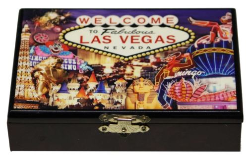 Coffret 2 jeux de 52 cartes à jouer - Motif Lumières de Las Vegas