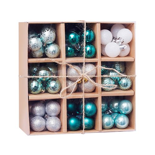 Non Communiqué Bleu Boules De Décoration D'arbre De Noël Plastique 99Pcs K143 - Image 1