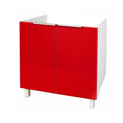 POP Meuble sous-évier 80 cm - Rouge Haute Brillance