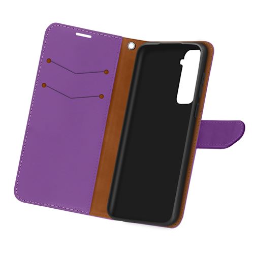 Housse pour Samsung Galaxy S21 Folio Portefeuille Support Vidéo Dragonne Violet