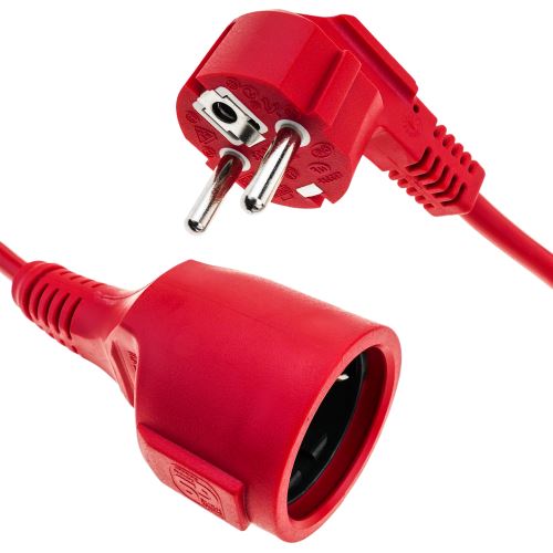 Prolongateur Extension de câble électrique schuko mâle à femelle 15 m rouge