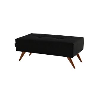 Banc Pouf Assise Tissus Scandinave Pied Bois Ultrasofa Noir