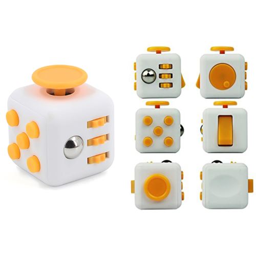 Fidget cube anti-stress modele blanc orange