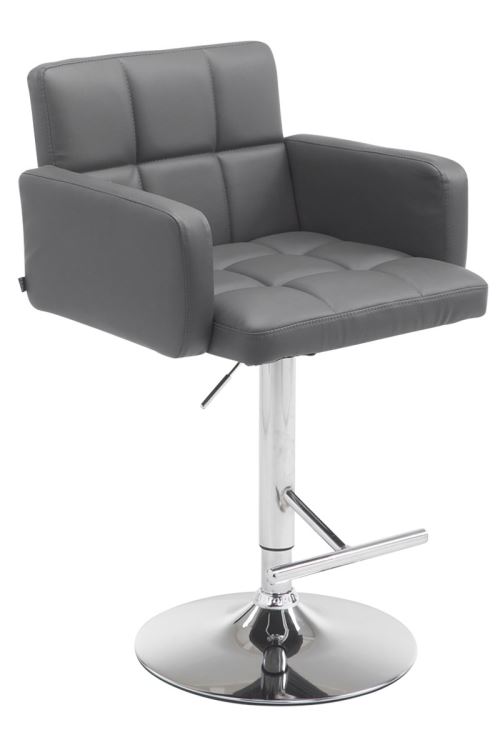 Tabouret de bar Los Angeles similicuir gris M&eacute;tal chrom&eacute;