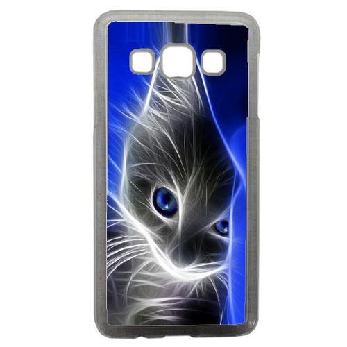 Coque Chat Eyes Blue Compatible Samsung Galaxy A3 Transparent
