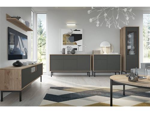 BOBOCHIC Buffet bas BASIC 160 Bois et Graphite
