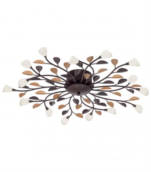Plafonnier CAMPANIA 15 ampoules marron antique