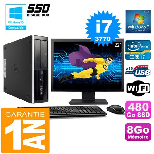 Pc hp compaq 8300 sff core i7-3770 ram 8go disque 480 go ssd wifi w7 ecran 22' État correct - Hewlett-Packard reconditionné disponible sur Fnac