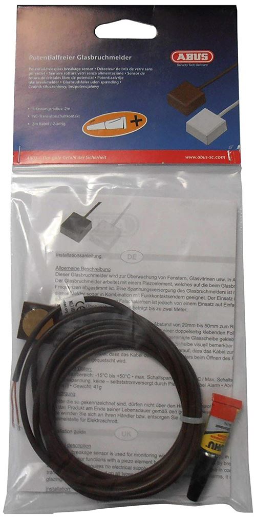 ABUS FU7301B Glass Breakage Detector 2m Radius Easy Adhesive Mount