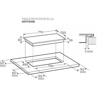 Scholtès SOTF1810B - Table de cuisson à induction - 4 plaques de cuisson - Niche - largeur : 75 cm - profondeur : 49.5 cm - avec avant biseauté