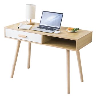 30 Sur Bureau Jeobest Table Informatique Style Scandinave Avec Tiroirs 110 50 75cm Beige Achat Prix Fnac