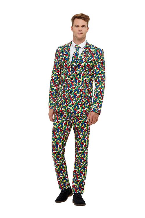 Smiffys 40389XL Combinaison Rubik's Cube sous licence officielle, pour homme, multicolore, XL – Taille 116,8-121,9 cm
