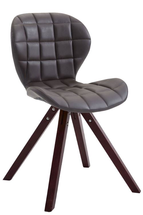 Chaise visiteur Alyssa similicuir piètement carré , Cappuccino/Marron foncé