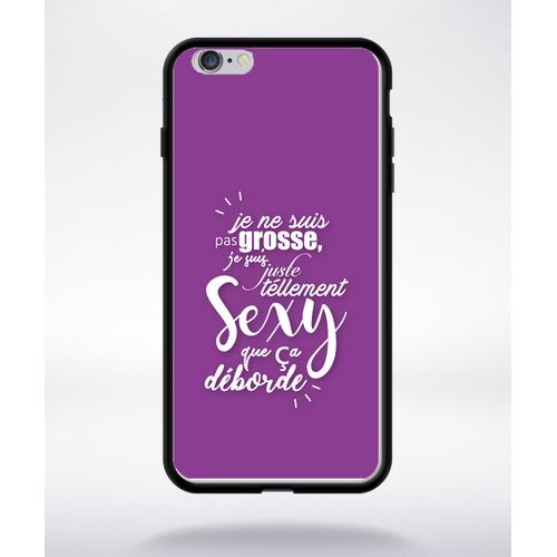 Coque Je Ne Suis Pas Grosse Fond Mauve Compatible Apple Iphone 6 Plus Bord Noir Silicone