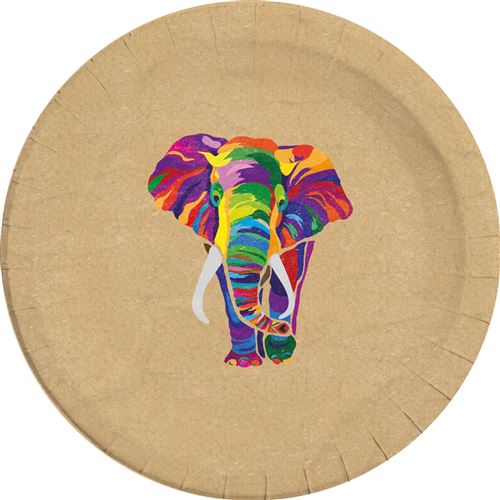 Folat planches de fête Eléphant 23 cm carton brun 8 pièces