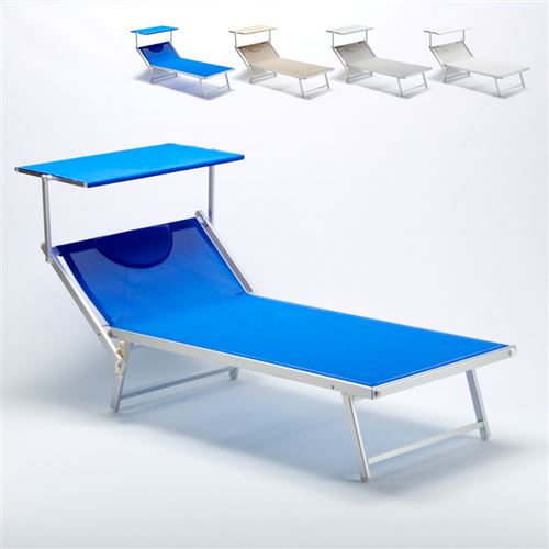 Beach and Garden Design - Bain de soleil Xxl professionnel chaise longue transat piscine aluminium Italia Extralarge, Couleur: Bleu