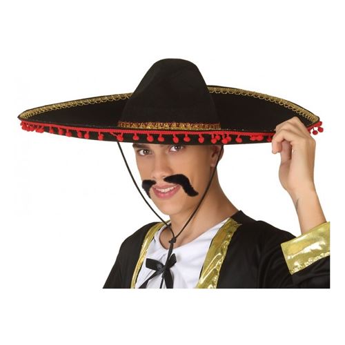 Sombrero mexicain pompons rouge - Déguisements et fêtes
