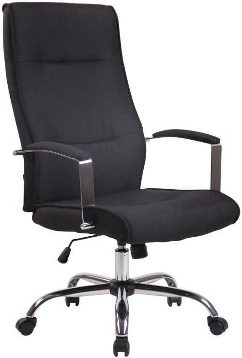 Fauteuil de bureau Portland en Tissu avec Accoudoirs - Réglable en Hauteur et Pivotant - Piètement métal chromé - Couleur Noir