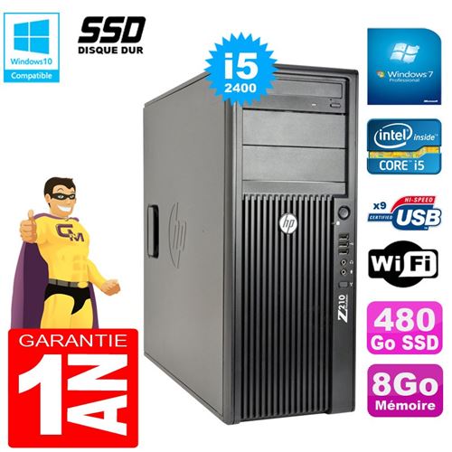 Pc tour hp workstation z210 i5-2400 ram 8go disque 480go ssd graveur dvd wifi w7