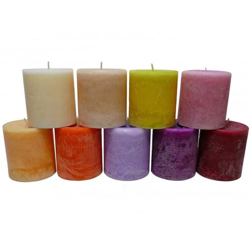 Bougie de Cire Parfumée Fruitée ou Florale Cylindrique pour Photophores ou à Poser 7x7,5x7,5cm