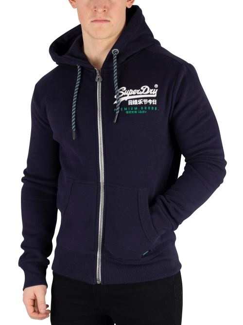 Superdry Homme Sweat à capuche Premium Goods Racer Zip, Bleu