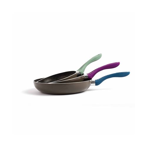 Livoo Set de 3 poêles aspect pierre ILAG MEP101 LIVOO Feel good moments Aluminium Gris