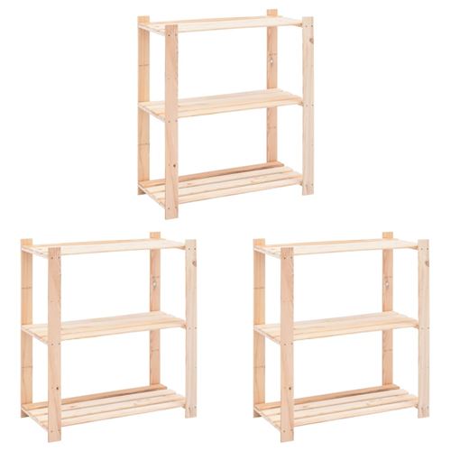 Vidaxl Opbergrekken 3-Laags 3 St 80X38x90 Cm Massief Grenenhout 150 Kg3051118