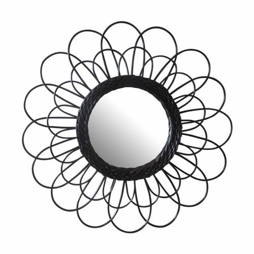 Miroir en rotin noir D 50 cm
