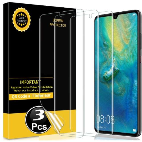 Protection écran pour Huawei Mate 20 - [3 Pièces] [Couverture Totale] [Sans Bulles] [Protege les Bords] [Transparent]