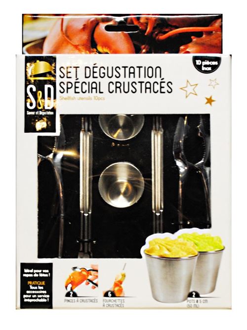 Saveur et dégustation ku6098 ustensile à crustacés 10 pièces acier inoxydable 17,5 x 4,6 x 26 cm