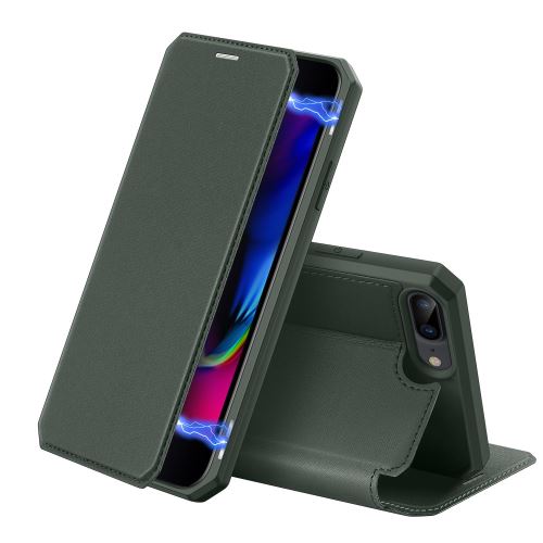 Etui en PU flip magnétique avec porte-carte vert pour votre Apple iPhone 7 Plus/8 Plus 5.5 pouces