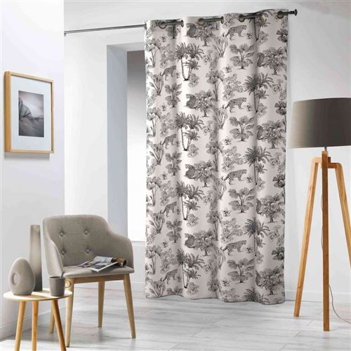 rideau a oeillets 140 x 240 cm microfibre imprimee leopalmy