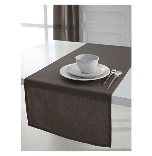 Chemin de table coton 50 x 150 cm - Taupe - Linge de table