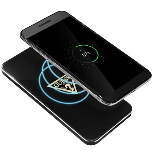 Base de charge Qi Smartphones Chargeur sans Fil 1A Fin Glossy Guess - Noir