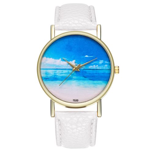 Style classique de voyage de plage bleu montre Mme. Montre à quartz mâle T320-Ablanc