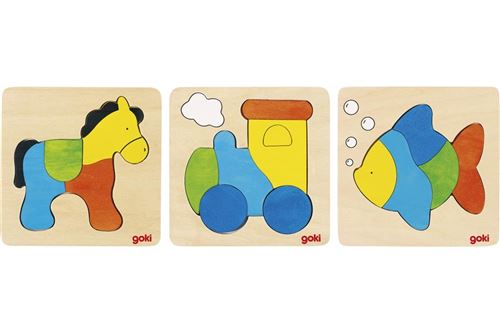 Goki set puzzle 15 cm multicolore 3 pièces