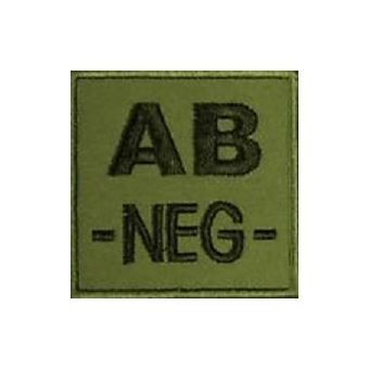Grade / écusson Brodé Groupe Sanguin AB-NEG- Gris Sur Noir