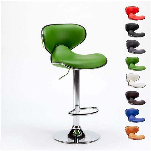 Tabouret pour cuisine et bar Amarillo design moderne pivotant chromé, Couleur: Vert