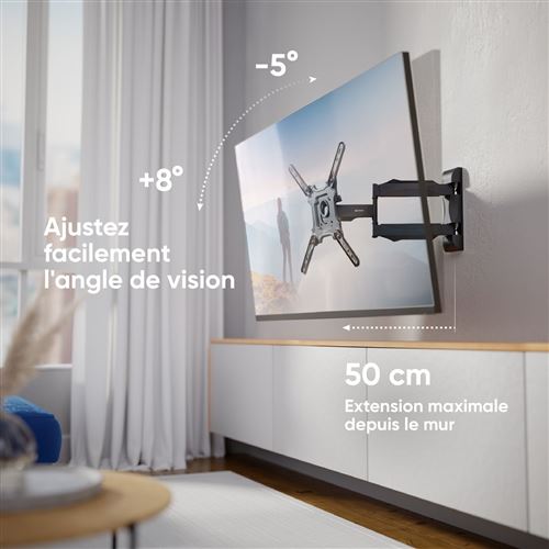 ONKRON Support TV Mural Rotatif 32-65" - Pivot 90° Portée 41kg VESA 100x100-400x400