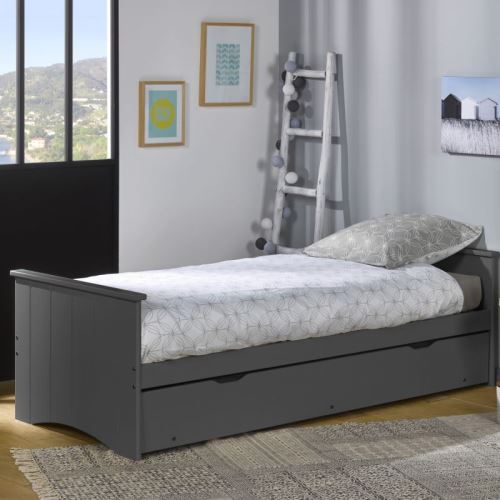 Lit gigogne 80x190 bois gris