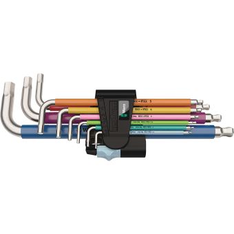 Wera 05022669001 3950 SPKL/9 SM Multicolore Jeu de clés mâles coudées, system. métrique, acier inoxydable, 9 pièces, Multicolore - 1