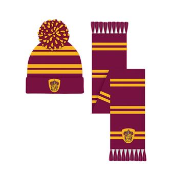 Set Hiver Harry Potter - Écharpe Et Bonnet Poudlard Gryffondor Pour Enfants Et Ados (Rouge)