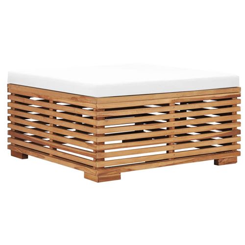 5 Sur Repose Pied De Jardin Avec Coussin Creme Bois De Teck Solide 49376 Mobilier De Jardin Achat Prix Fnac